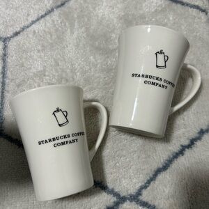 Set of 2 Starbucks Coffee Company White Mugs ☕ | Classic Logo / 2006 / Yellow